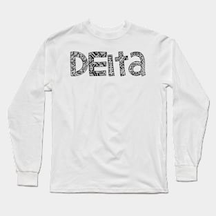 Delta Letter Doodle Pattern Long Sleeve T-Shirt